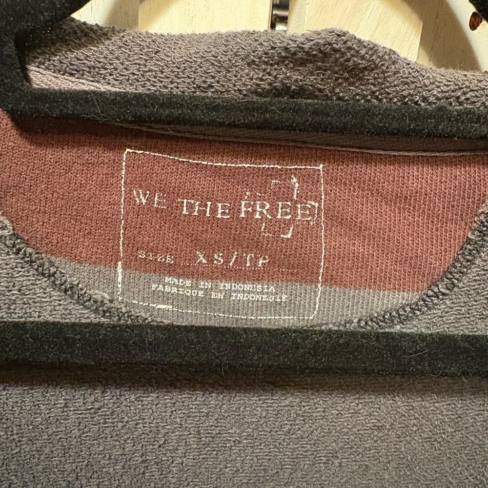 Free People (We The Free) Gray and Dark Red Striped Blouse - Picture 3 of 4